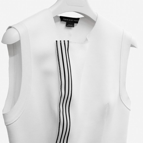 Marie Saint Pierre White Asymmetrical Neoprene Tank - Picture 3 of 9